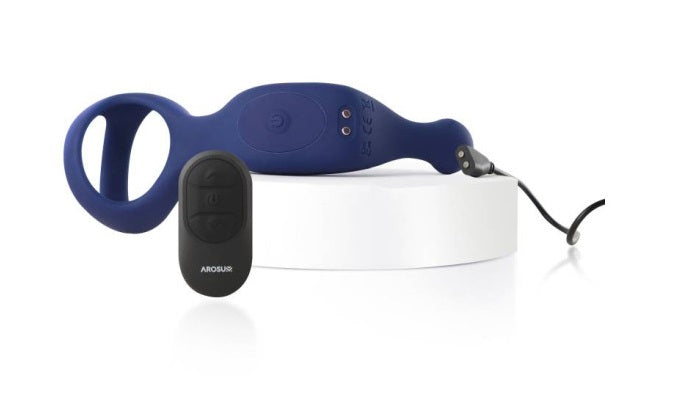Arosum Underquaker Vibrating Anal Probe with Cockring and Remote