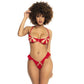 Mapale Lingerie Lace Cut Out Set 2 Pc Red S/M or M/L