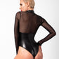 Noir Edge Wetlook and Mesh Body w Rings Black Size S/M/L/XL