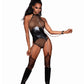 Dreamgirl Garter Teddy w Leash Black Size OS