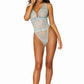Dreamgirl Fishnet and Stretch Lace Teddy w Ruffled Lace Elastic Trims Mint Size OS