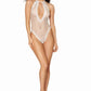 Dreamgirl Fishnet Halter Teddy w Stretch Lace Edge Trims White Size OS
