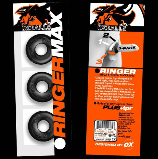 OxBalls RINGER Cockrings Cock Ring Black 3 Pack