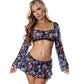 Magic Silk Exposed Mushroom Crop Top Skirt and G-String Set - Size S/M or L/XL