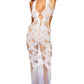 Dreamgirl Lingerie Seamless Bodystocking Gown w Lace Pattern Size OS