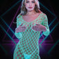 Lapdance Glow In The Dark Fencenet Long Sleeve Mini Dress Size OS