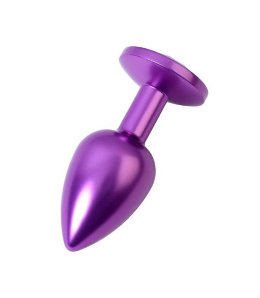 Metal | Purple Metal Anal Plug w Purple Crystal Small