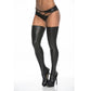 Mapale Thigh Highs Wetlook Metallic Black Size OS