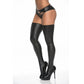 Mapale Thigh Highs Wetlook Metallic Black Size OS