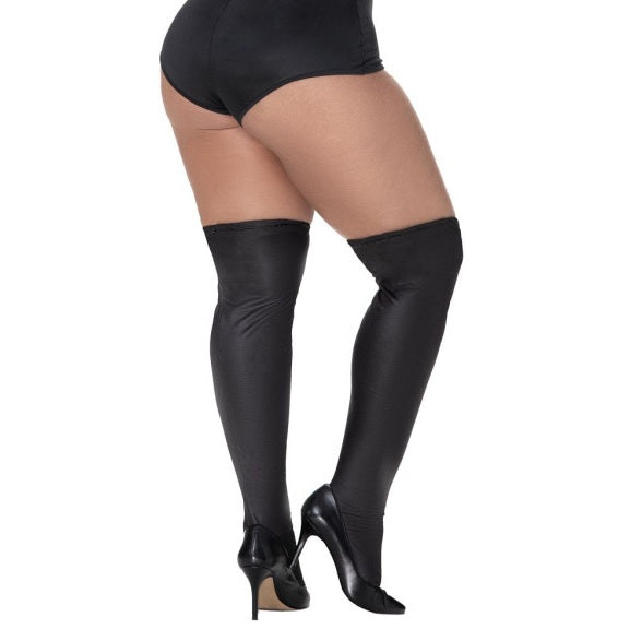 Mapale Thigh Highs Vinyl Gloss Black Size S/M or L/XL