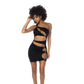 Mapale Asymmetrical Cut Out Dress w Ring Details Black Size S/M or L/XL