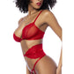 Mapale Red 3 Pc Set w/ Bra, Panties and Flexible Corset Size S/M or L/XL