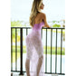 Killer Legs Ombre Floral Plunge Dress Pink Lavender Size OS