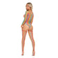 Pink Lipstick Diamond Net Bodysuit With Thigh High Rainbow Size OS