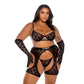 Playboy Lingerie Flocked Bunny Chaps 3 Pc Set Black Size XS/S/M/L