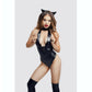 Glossy Kitti Wetlook Bodysuit and Cat Ears Black Size S/M/L/XL