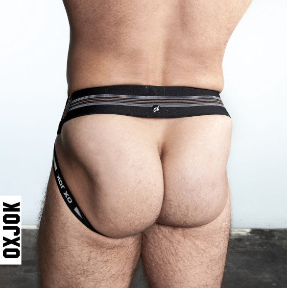 OxBalls Slingjock Upthrust Slider-Strap Jock Black Iron Size S/M/L/XL