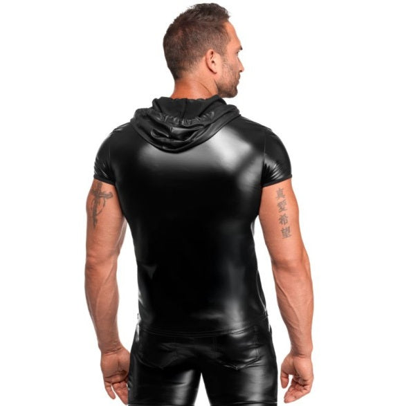 Noir Mens Wetlook Vexen Hooded T Shirt Size S/M/L/XL