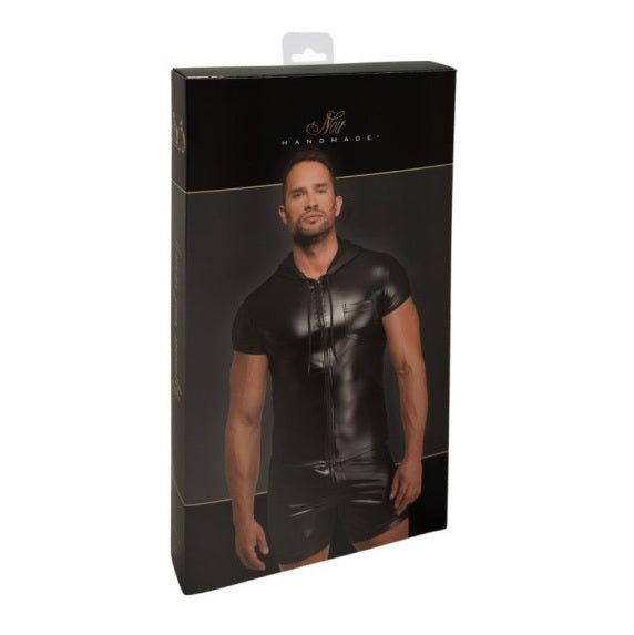 Noir Mens Wetlook Vexen Hooded T Shirt Size S/M/L/XL