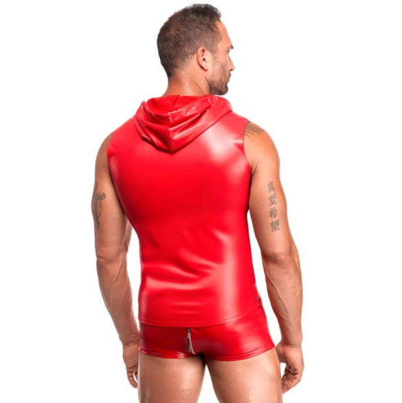 Noir Mens Wetlook Red Ignite Hooded Vest Size S/M/L/XL