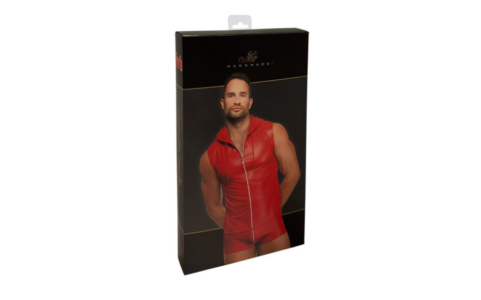 Noir Mens Wetlook Red Ignite Hooded Vest Size S/M/L/XL