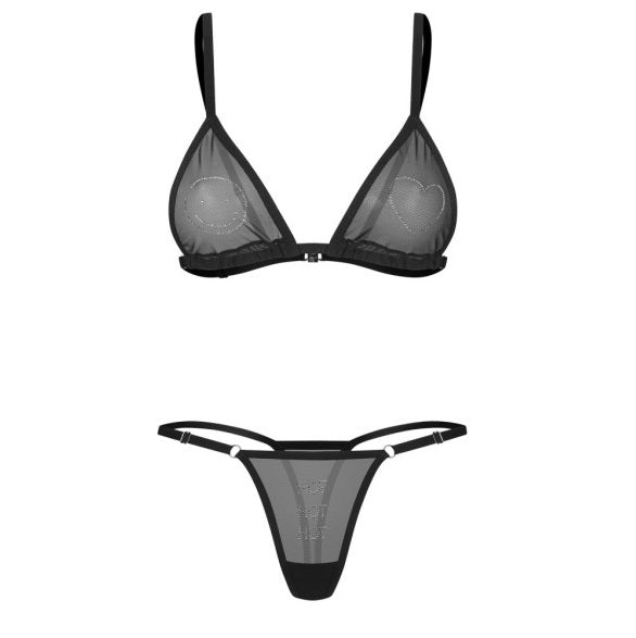 Obsessive Lingerie Wet Me 2 Pc Bra Panty Set Size S/M or L/XL