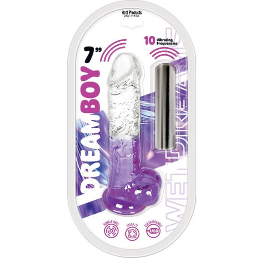 Hott Products | Jelly Vibrator Dream Boy Dildo 7" Purple