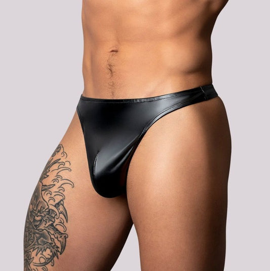 Male Power Liquid Onyx 2.0 Wet Look Thong Black Size S/M or L/XL