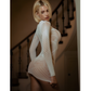 Killer Legs Long Sleeve Fishnet Dress with Thong White Size OS