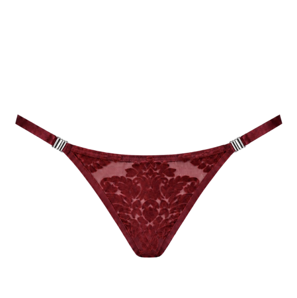 Noir Masquerade Lace Thong Burgundy Size XS/S/M