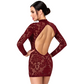 Noir Masquerade Open Back Mini Dress Burgundy Size XS/S/M