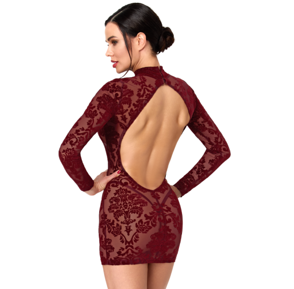 Noir Masquerade Open Back Mini Dress Burgundy Size XS/S/M
