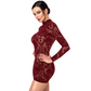 Noir Masquerade Open Back Mini Dress Burgundy Size XS/S/M