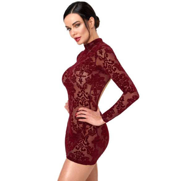 Noir Masquerade Open Back Mini Dress Burgundy Size XS/S/M