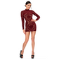 Noir Masquerade Open Back Mini Dress Burgundy Size XS/S/M