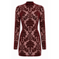 Noir Masquerade Open Back Mini Dress Burgundy Size XS/S/M