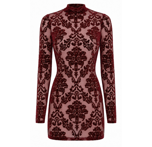 Noir Masquerade Open Back Mini Dress Burgundy Size XS/S/M
