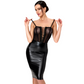 Noir Wet Look Sheer Lace Up Dress Black Size XS/S/M