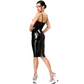 Noir Wet Look Sheer Lace Up Dress Black Size XS/S/M