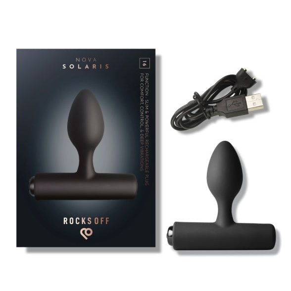 Rocks Off Nova Solaris Tapered Butt Plug Vibrator Black