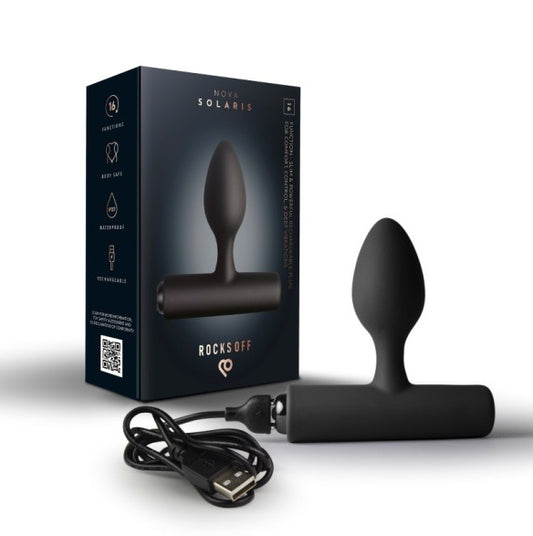 Rocks Off Nova Solaris Tapered Butt Plug Vibrator Black