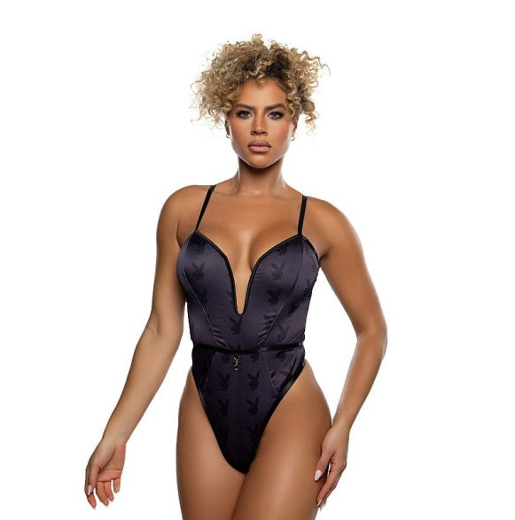 Playboy Blackout Bunny Romper Black Size XS/S/M