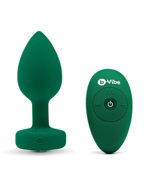 COTR | B-Vibe Vibrating Jewel Plug M/L Green with Emerald Jewel and Remote