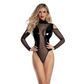 Starline Lingerie Kalis Wet Look Cold Shoulder Bodysuit Black Size S/M or M/L