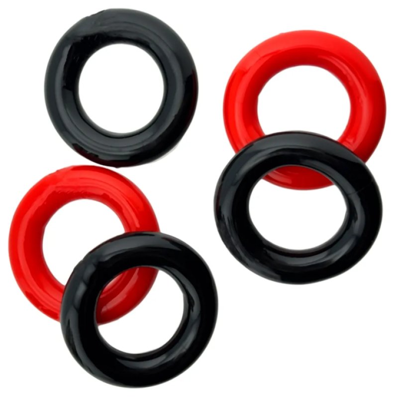 Hunkyjunk Jacker 5-stack Five-pack Tube Super-strong Cockrings Blue/Black