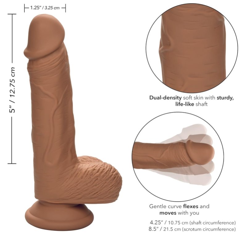 CalExotics Dual Density Silicone Studs Dildo 5”/12.75 cm - Brown