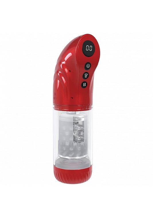 Shots Toys | PUMPED Strokemate - Sucking Rotating Thrusting Auto Masturbator Pump Metallic Red
