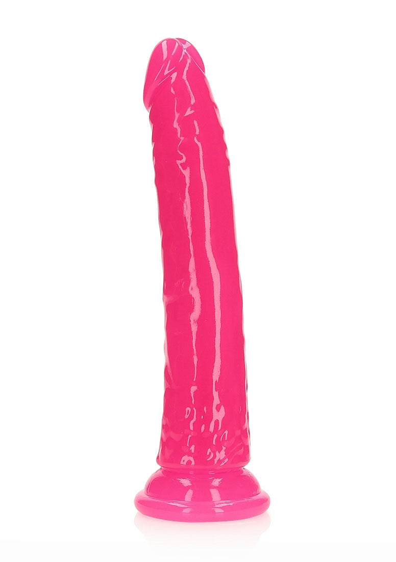 Shots Toys | REALROCK 25cm Slim Glow in the Dark Neon - Pink (9") Dildo Dong