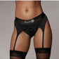 Shots Toys | OUCH! Vibrating Strap-On Thong with Adjustable Garters - Black - Size M/L