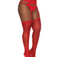 Dreamgirl Plus Size Sheer Suspender Pantyhose Red Size OSX